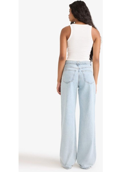 Straight Wide Yüksek Bel Düz Paça Uzun Jean Pantolon F2946AX25WN