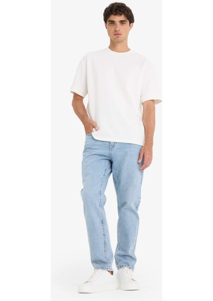 %100 Pamuk 90's Slim Fit Dar Kalıp Yüksek Bel Dar Paça Jean Yıkamalı Pantolon E1371AX25AU