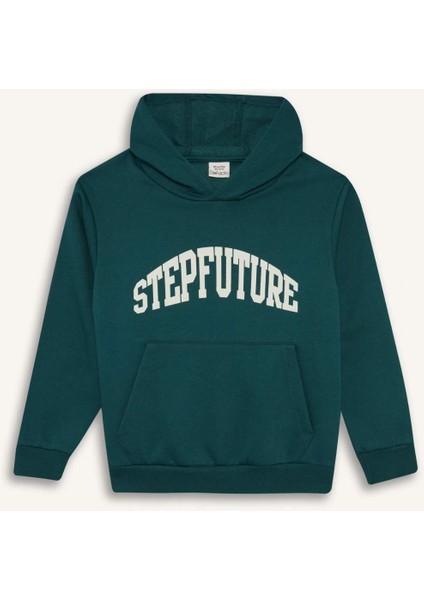 Erkek Çocuk Kapüşonlu İçi Yumuşak Tüylü Baskılı Sweatshirt D3033A825AU