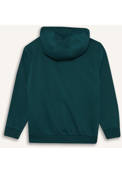 Erkek Çocuk Kapüşonlu İçi Yumuşak Tüylü Baskılı Sweatshirt D3033A825AU