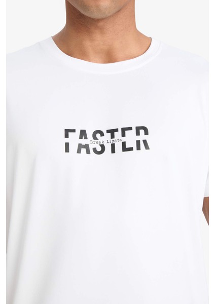 Fit Hızlı Kuruyan Slim Fit Dar Kesim Bisiklet Yaka Baskılı Sporcu Kısa Kollu Tişört F2762AX25SP