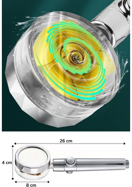 360° Döner Turbo Pervaneli Duş Başlığı ve Vakumlu Askı Tutucu fiyatları