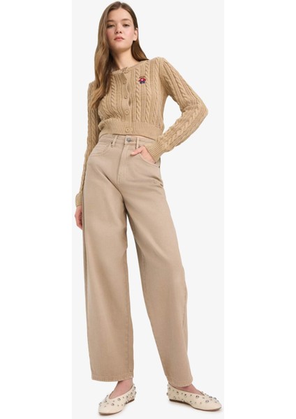 Regular Fit Bisiklet Yaka Düğmeli Triko Hırka E8237AX25WN