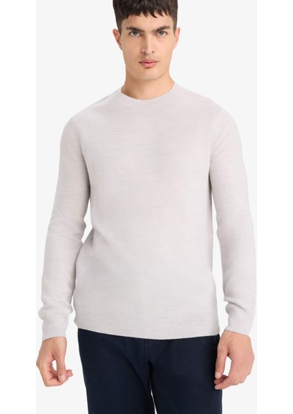 Standart Fit Bisiklet Yaka Basic Dokulu Triko Kazak F1777AX25AU