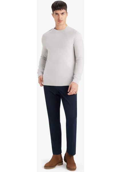 Standart Fit Bisiklet Yaka Basic Dokulu Triko Kazak F1777AX25AU