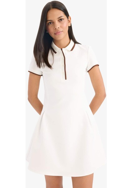 Polo Yaka Kısa Kollu Mini Yazlık Elbise