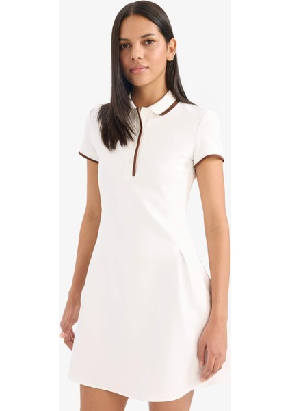 Polo Yaka Kısa Kollu Mini Yazlık Elbise