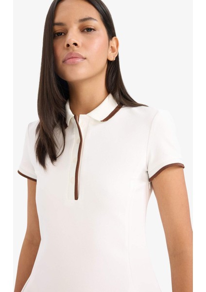 Polo Yaka Kısa Kollu Mini Yazlık Elbise