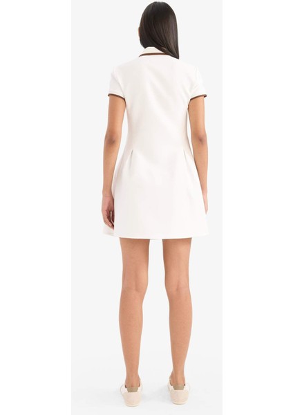 Polo Yaka Kısa Kollu Mini Yazlık Elbise