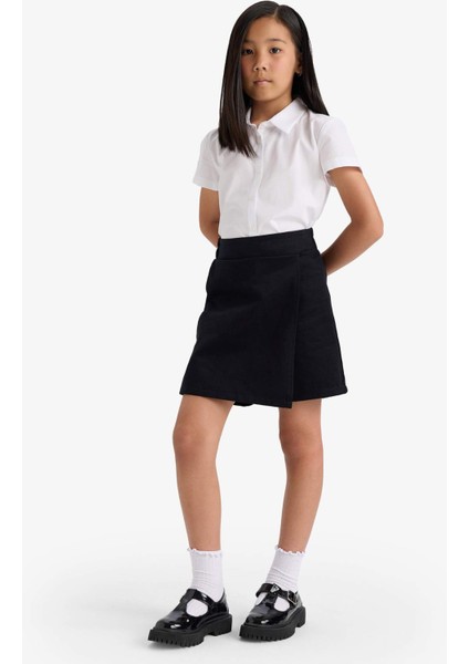 Kız Çocuk Okul Beli Lastikli Gabardin Şort Etek F1434A825AU