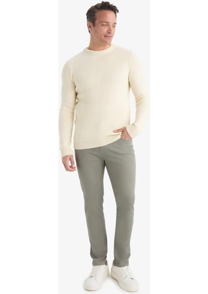 Standart Fit Normal Kesim Bisiklet Yaka Dokulu Triko Kazak C8814AX25WN