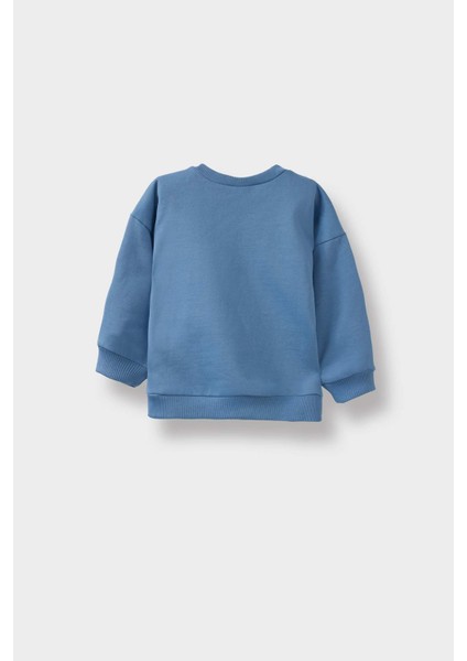 Erkek Bebek Bisiklet Yaka Baskılı İçi Yumuşak Tüylü 2'li Sweatshirt F3463A525WN