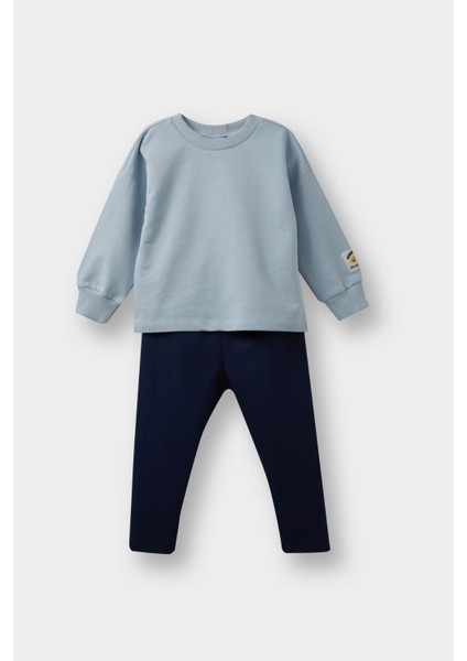 Erkek Bebek 2'li Takım Etiket Baskılı Sweatshirt Eşofman Altı F1589A525AU