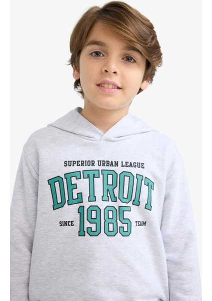 Erkek Çocuk Kapüşonlu Baskılı Sweatshirt F2846A825AU