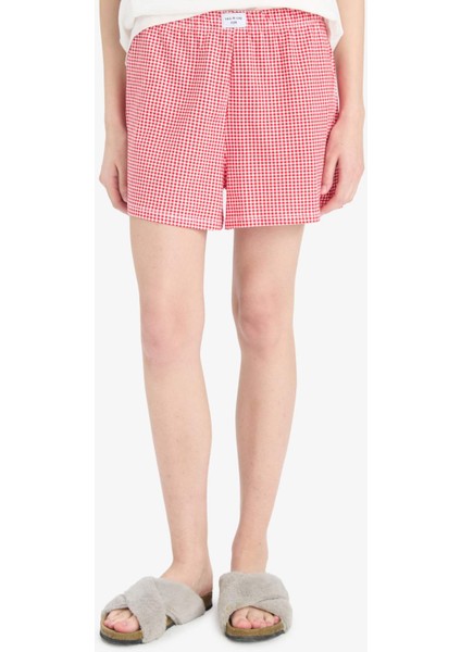 Regular Fit Pijama Takımı Kısa Kollu Baskılı Üst Beli Lastikli Şort-Fall in Love F1958AX25SP