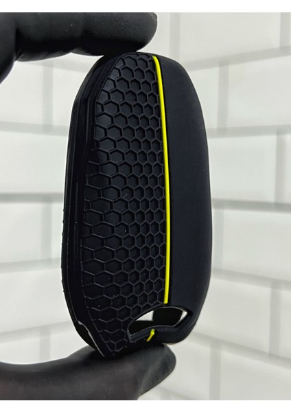 Peugeot 208 308 408 508 2008 3008 5008 Petek Desenli Smart Anahtar Kılıfı Siyah Sarı fiyatları