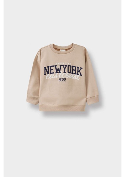 Erkek Bebek Bisiklet Yaka Baskılı İçi Yumuşak Tüylü 2'li Sweatshirt F3463A525WN