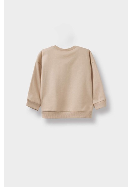 Erkek Bebek Bisiklet Yaka Baskılı İçi Yumuşak Tüylü 2'li Sweatshirt F3463A525WN