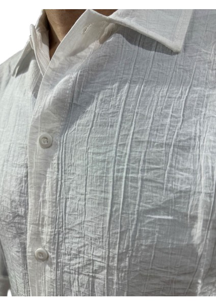 Lastman Erkek Oversize Keten Gömlek Beyaz fiyatları