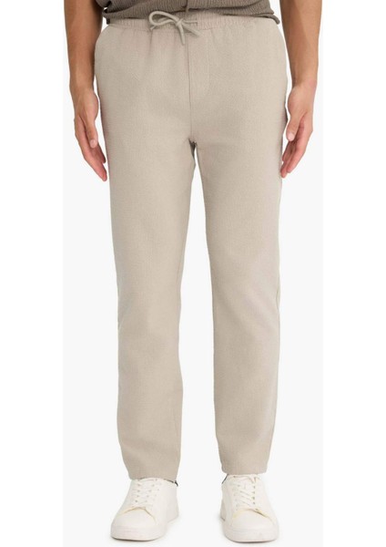 Jogger Fit Beli Bağcıklı Lastikli Cepli Pamuklu Dokulu Pantolon F3269AX25AU