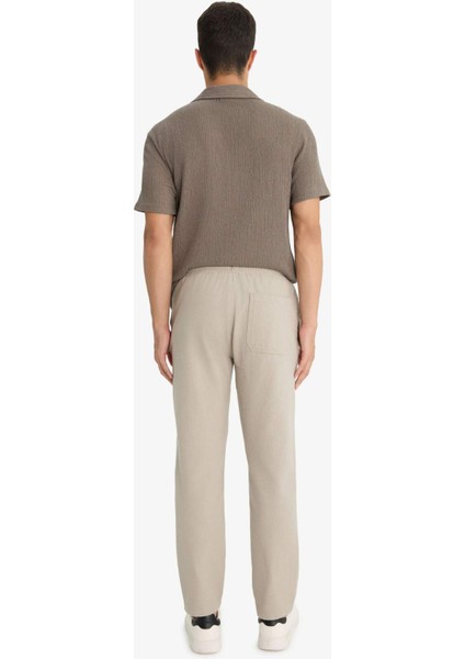 Jogger Fit Beli Bağcıklı Lastikli Cepli Pamuklu Dokulu Pantolon F3269AX25AU