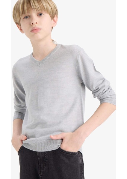 Erkek Çocuk Okul V Yaka Triko Kazak F3733A825AU