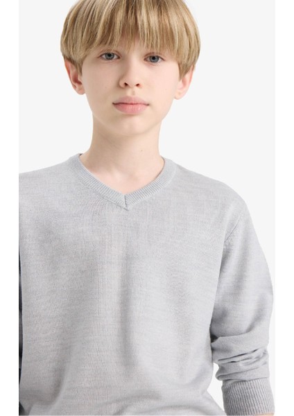 Erkek Çocuk Okul V Yaka Triko Kazak F3733A825AU