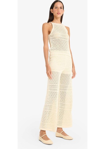 Wide Leg Geniş Paça Ajur Triko Pantolon F3777AX25SM