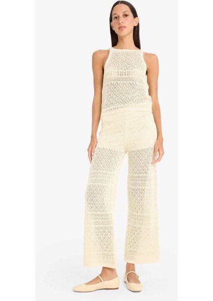 Wide Leg Geniş Paça Ajur Triko Pantolon F3777AX25SM