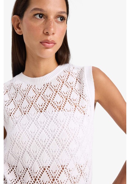 Regular Fit Bisiklet Yaka Ajurlu Triko Atlet F1493AX25SM