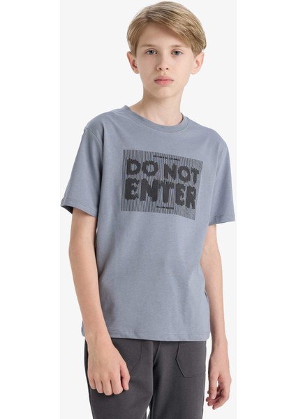 Erkek Çocuk Bisiklet Yaka Baskılı Kısa Kollu Tişört F3765A825AU