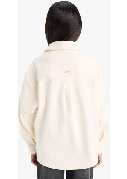 Kız Çocuk Oversize Geniş Kalıp Pamuklu Uzun Kollu Gömlek E9740A825AU