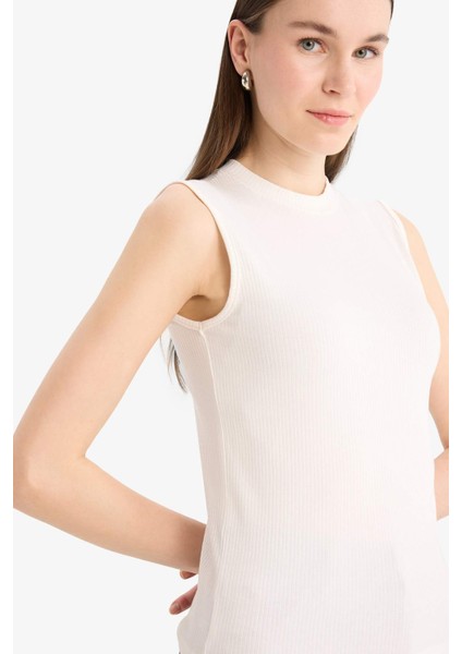 Regular Fit Fitilli Kaşkorse Basic Düz Kolsuz Tesettür Tunik F3610AX25SM