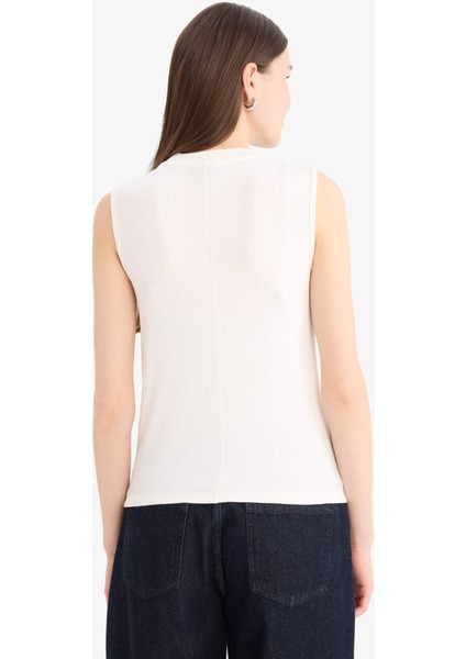 Regular Fit Fitilli Kaşkorse Basic Düz Kolsuz Tesettür Tunik F3610AX25SM