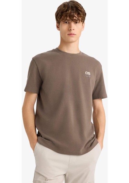 Regular Fit Bisiklet Yaka Baskılı Kısa Kollu Tişört F3472AX25AU