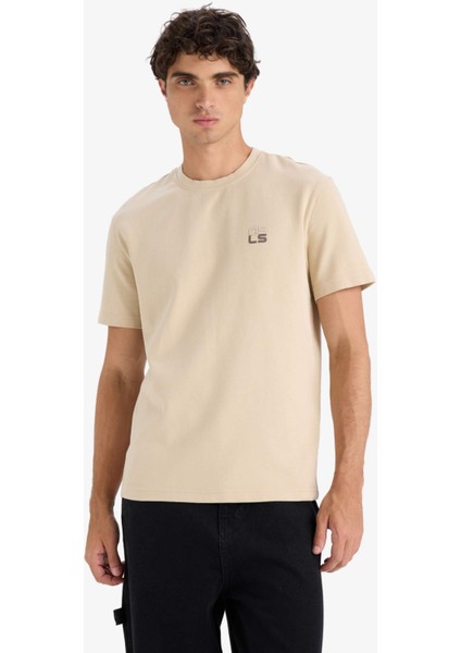 Regular Fit Bisiklet Yaka Baskılı Kısa Kollu Tişört F3472AX25AU