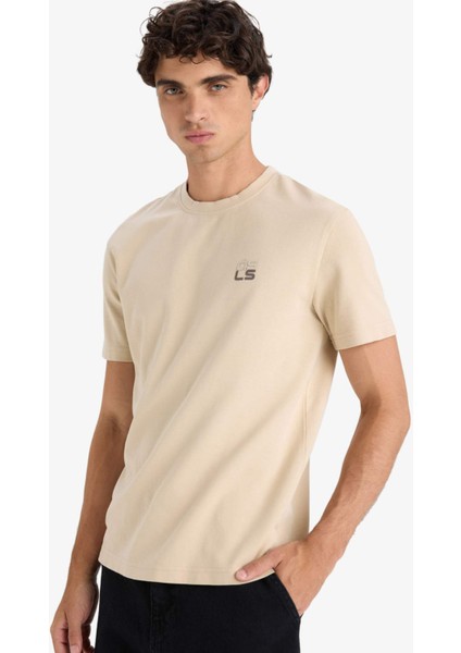 Regular Fit Bisiklet Yaka Baskılı Kısa Kollu Tişört F3472AX25AU