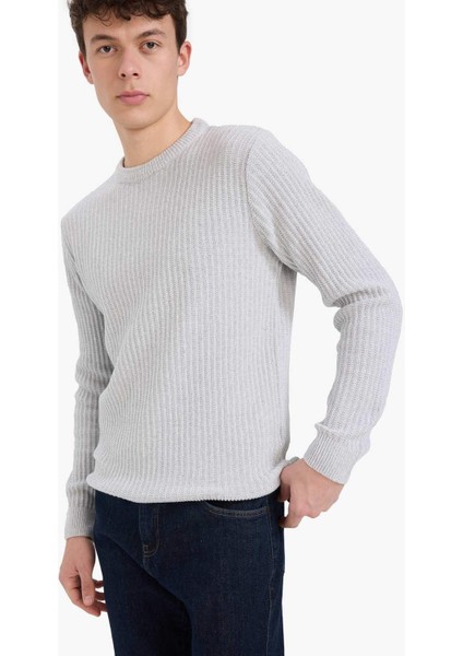 Standart Fit Bisiklet Yaka Basic Dokulu Triko Kazak E0811AX25WN