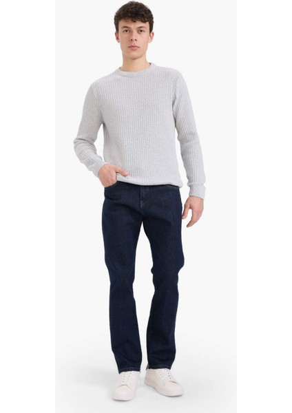 Standart Fit Bisiklet Yaka Basic Dokulu Triko Kazak E0811AX25WN