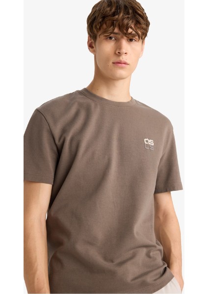 Regular Fit Bisiklet Yaka Baskılı Kısa Kollu Tişört F3472AX25AU