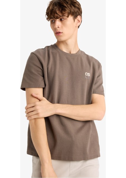 Regular Fit Bisiklet Yaka Baskılı Kısa Kollu Tişört F3472AX25AU