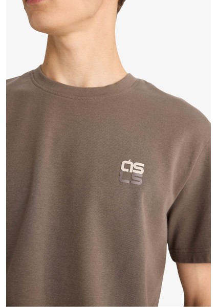 Regular Fit Bisiklet Yaka Baskılı Kısa Kollu Tişört F3472AX25AU