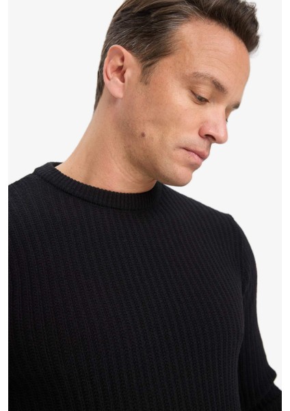 Standart Fit Bisiklet Yaka Basic Dokulu Triko Kazak E0811AX25WN