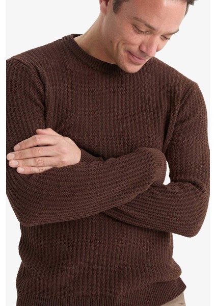 Standart Fit Bisiklet Yaka Basic Dokulu Triko Kazak E0811AX25WN