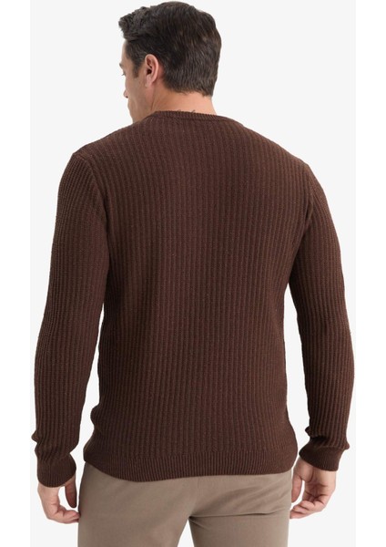 Standart Fit Bisiklet Yaka Basic Dokulu Triko Kazak E0811AX25WN