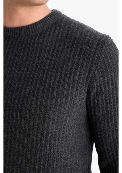 Standart Fit Bisiklet Yaka Basic Dokulu Triko Kazak E0811AX25WN