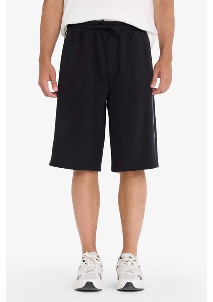 Baggy Fit Beli Bağcıklı Düz Paça Şort F0185AX25SM