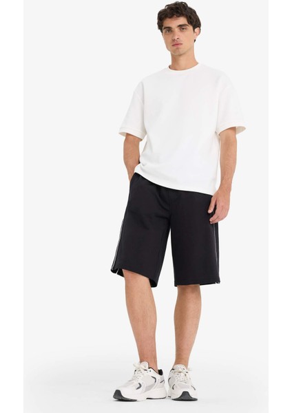 Baggy Fit Beli Bağcıklı Düz Paça Şort F0185AX25SM
