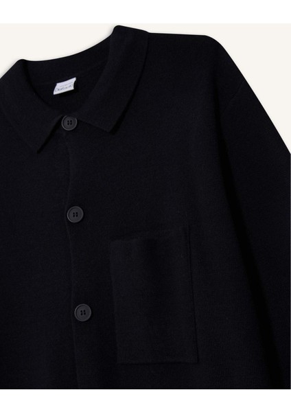 Standart Fit Polo Yaka Düğmeli Ön Cep Detaylı Triko Hırka F3720AX25WN