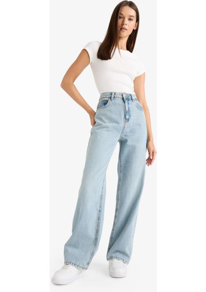 90's Wide Leg Yüksek Bel Uzun Jean Pantolon F3709AX25WN